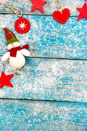 Christmas decoration. Composition on wood background.の写真素材