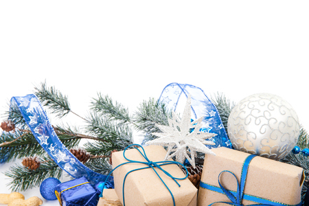 Christmas Decoration Holiday Decorations Isolated on Whiteの写真素材