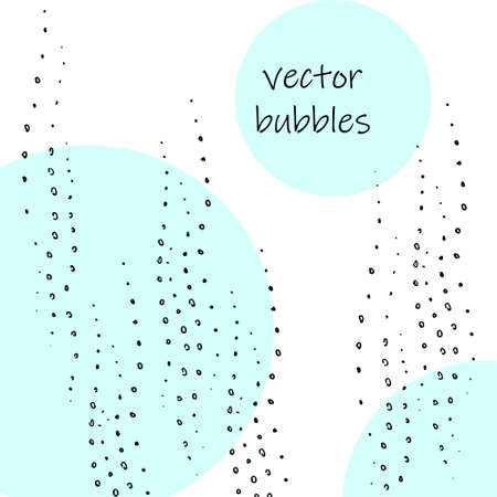 Black and white isolated bubbles blobs rain drops. Hand drawn simple vector sketch, line, inkのイラスト素材