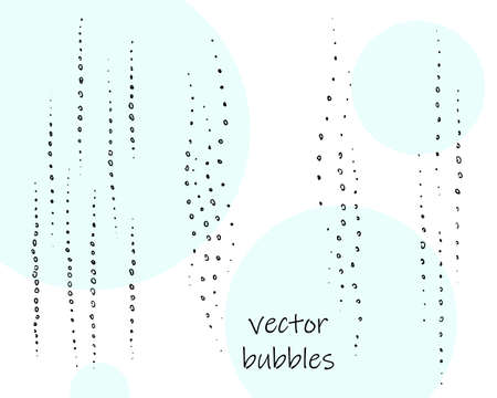 Black and white isolated bubbles blobs rain drops. Hand drawn simple vector sketch, line, inkのイラスト素材
