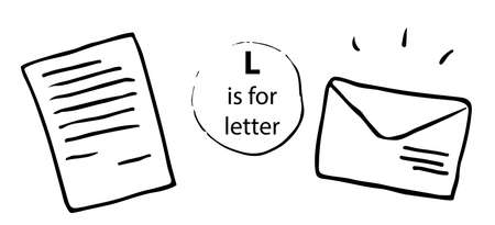 Mail letter, contact, message, or envelope. Hand drawn doodle style simple vector illustrationのイラスト素材