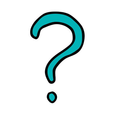 Question mark hand drawn cartoon vector llustration doodle sketch. Design outline isolated on white background. Concept for kids children print, poster design, wrapping paper, patternのイラスト素材