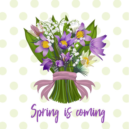 A bouquet of spring flowers vector illustration.のイラスト素材