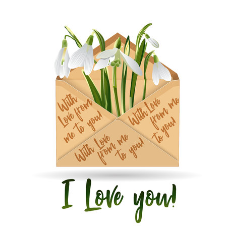 kraft paper envelope snowdropのイラスト素材