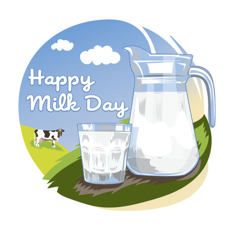 Happy Milk Day poster vector illustrationのイラスト素材