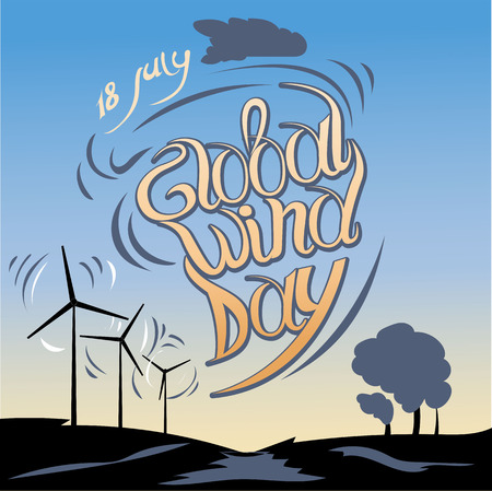 Global Wind day. 15 june. Vector Illustrationのイラスト素材