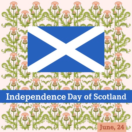 Vector postcard to the Independence Day of Scotland with a pattern from a thistleのイラスト素材