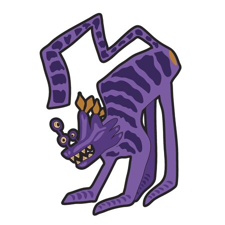 Angry cartoon violet monster.Vector illustration on white background. Cute illustration for prints on baby clothes.のイラスト素材