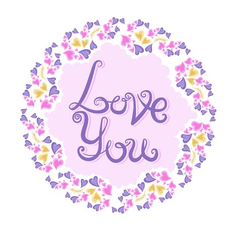 Romantic vintage hearts frame for Valentine s day or wedding. Vector illustration for your designのイラスト素材