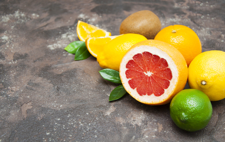 Citrus fruits (orange, lemon, grapefruit, mandarin, lime,kiwi)の写真素材