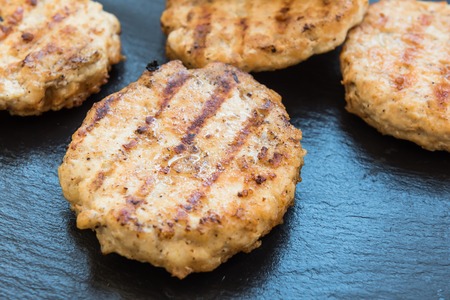 Homemade juicy delicious patties for burgersの写真素材
