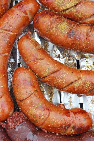 Baking sausagesの写真素材