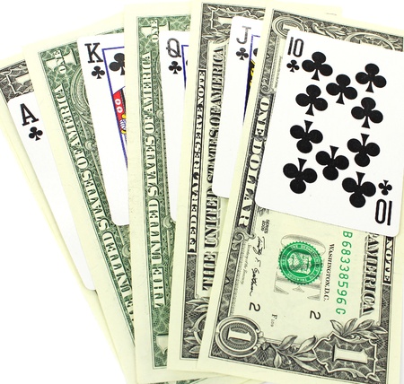 Dollars and playing cards の写真素材