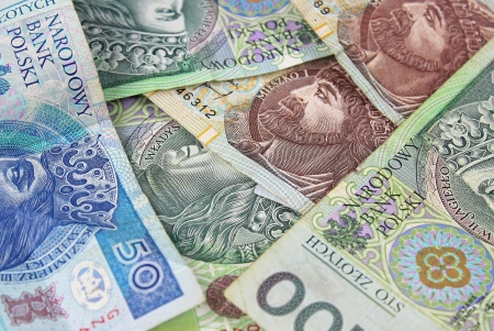 Polish zloty paper money for background