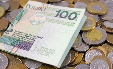 Polish zloty  PLN  currency - banknotes and coins 