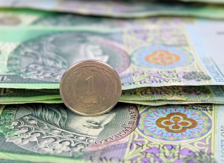 Polish zloty  PLN  currency - banknotes and coins の写真素材
