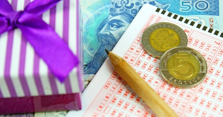 Lotto ticket in Polish currency の写真素材