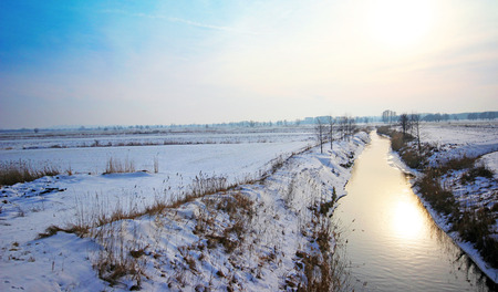 River in winter Polandの写真素材