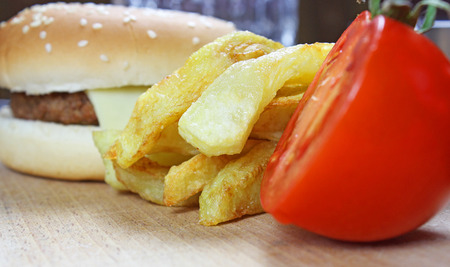 hamburger fast food with plenty of raw materialsの写真素材