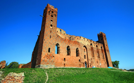 Ruins of medieval Teutonic Order castle in Radzyn Chelminski, Polandの写真素材