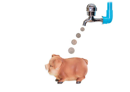 Saving water equates to saving money, saving world resources.の写真素材