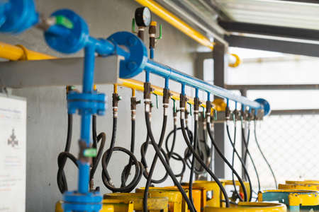 Gas distribution valve for boiler for steam generation in poultry industry.の写真素材