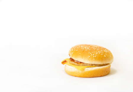 Cheese hamberger fast food for morning work on isolate white background.の写真素材
