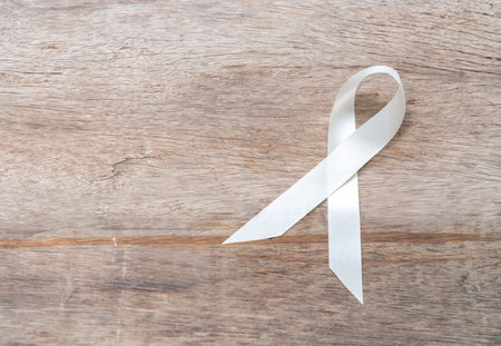 White ribbon symbol of peace International day of non violence.の写真素材