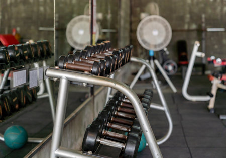 Dumbbell stack in gym.の写真素材
