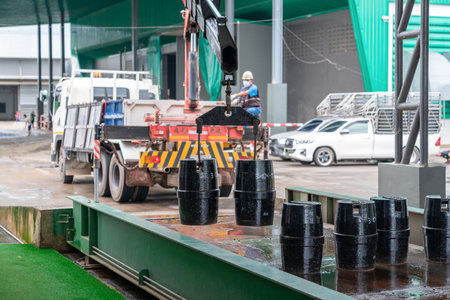 Big weighe on the scales for calibrate in Truck scales.の写真素材