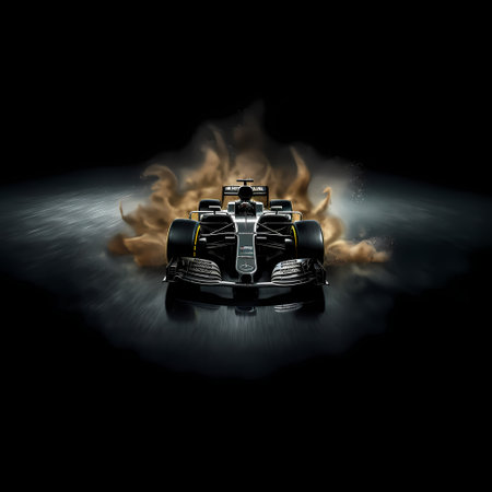 Head to head car racing, moving towards city - street race concept (non-existent car design, full generic sedan) - 3d illustration, 3d renderの素材