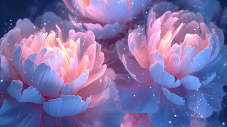 Floral frame with pink peonies on wooden backgroundの素材