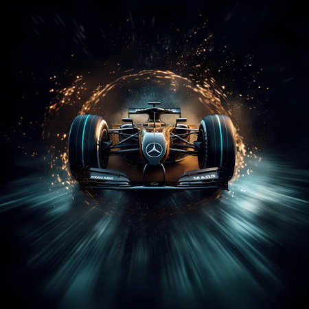 Head to head car racing, moving towards city - street race concept (non-existent car design, full generic sedan) - 3d illustration, 3d renderの素材
