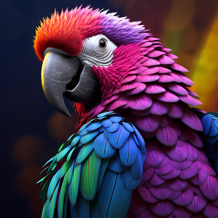 Beautiful Blue and Purple Parrot Macaw bird isolated,の素材