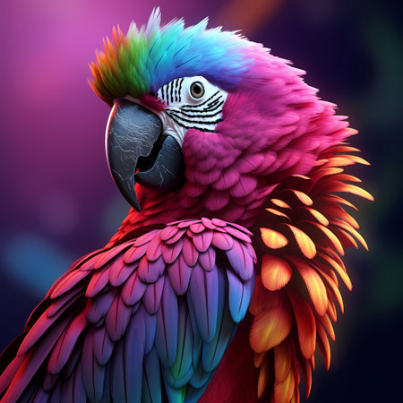 Beautiful Blue and Purple Parrot Macaw bird isolated,の素材