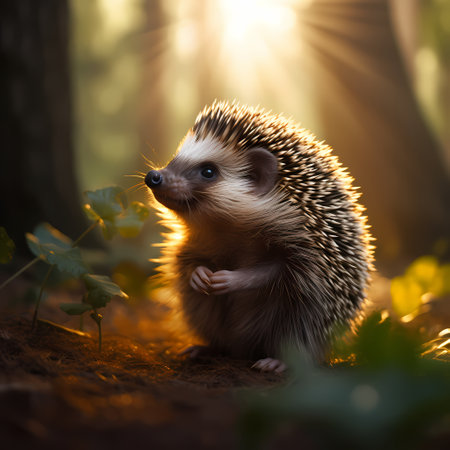 Young hedgehog in natural habitatの素材
