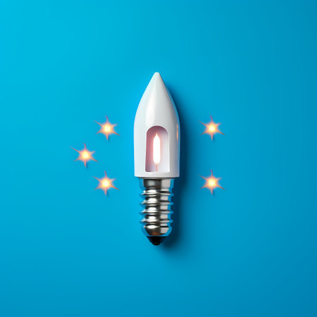 Ideas inspiration concepts with rocket lightbulb on blue background.generative aiの素材