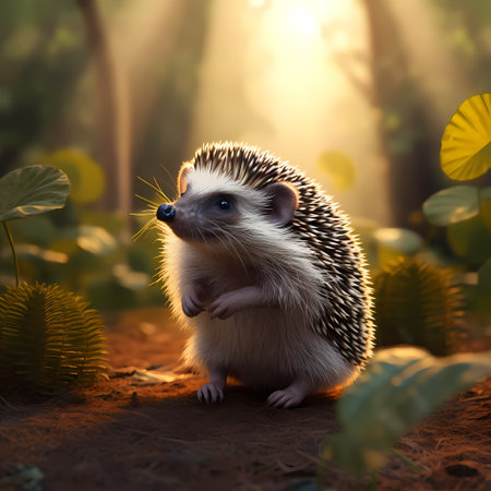 Young hedgehog in natural habitatの素材
