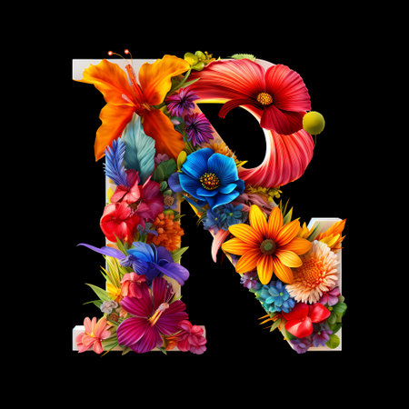 Colorful flower alphabetの素材