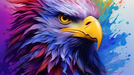 Colorful Illustration of eagle, abstract color background. modern oil painting of eagle, artist collection of animal painting for decoration and interior, canvas art, abstract.の素材