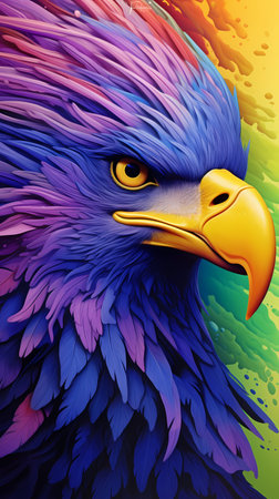 Colorful Illustration of eagle, abstract color background. modern oil painting of eagle, artist collection of animal painting for decoration and interior, canvas art, abstract.の素材