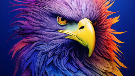 Colorful Illustration of eagle, abstract color background. modern oil painting of eagle, artist collection of animal painting for decoration and interior, canvas art, abstract.の素材