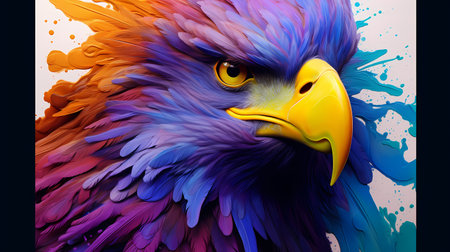 Colorful Illustration of eagle, abstract color background. modern oil painting of eagle, artist collection of animal painting for decoration and interior, canvas art, abstract.の素材