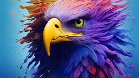 Colorful Illustration of eagle, abstract color background. modern oil painting of eagle, artist collection of animal painting for decoration and interior, canvas art, abstract.の素材