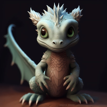 Illustration of cute cartoon baby dragonの素材