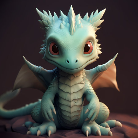 Illustration of cute cartoon baby dragonの素材