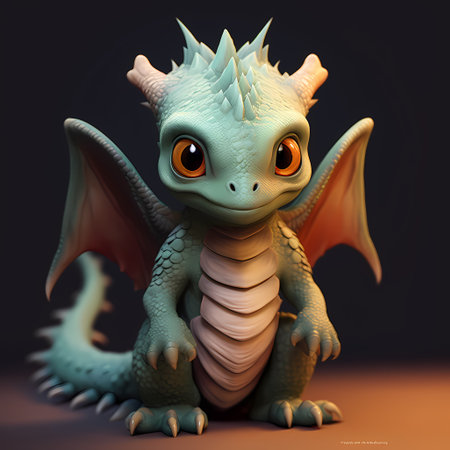 Illustration of cute cartoon baby dragonの素材