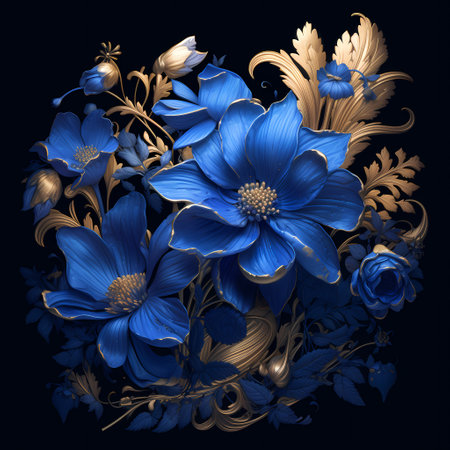 A macrophotography of a blue hyndrangea in all its glory.の素材