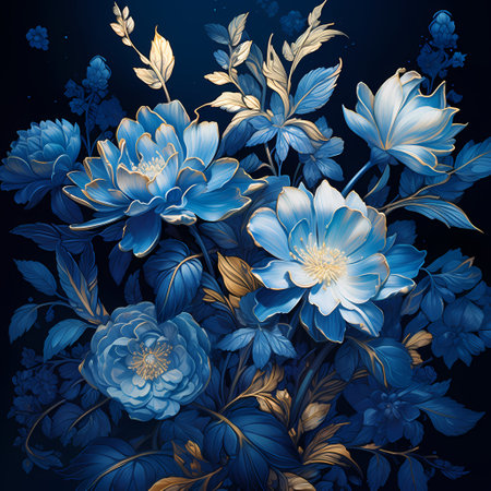A macrophotography of a blue hyndrangea in all its glory.の素材