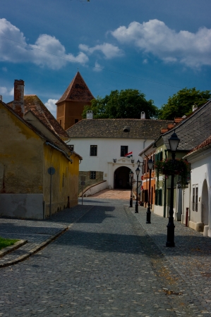 The ancient Hungarian city község  Historic Square の写真素材